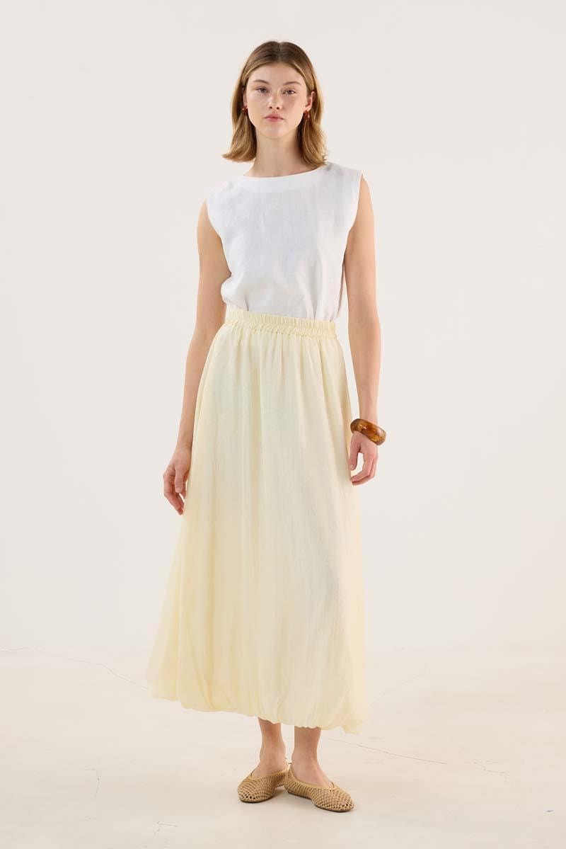 İnce Liyosel Balon Etek Soft Sarı