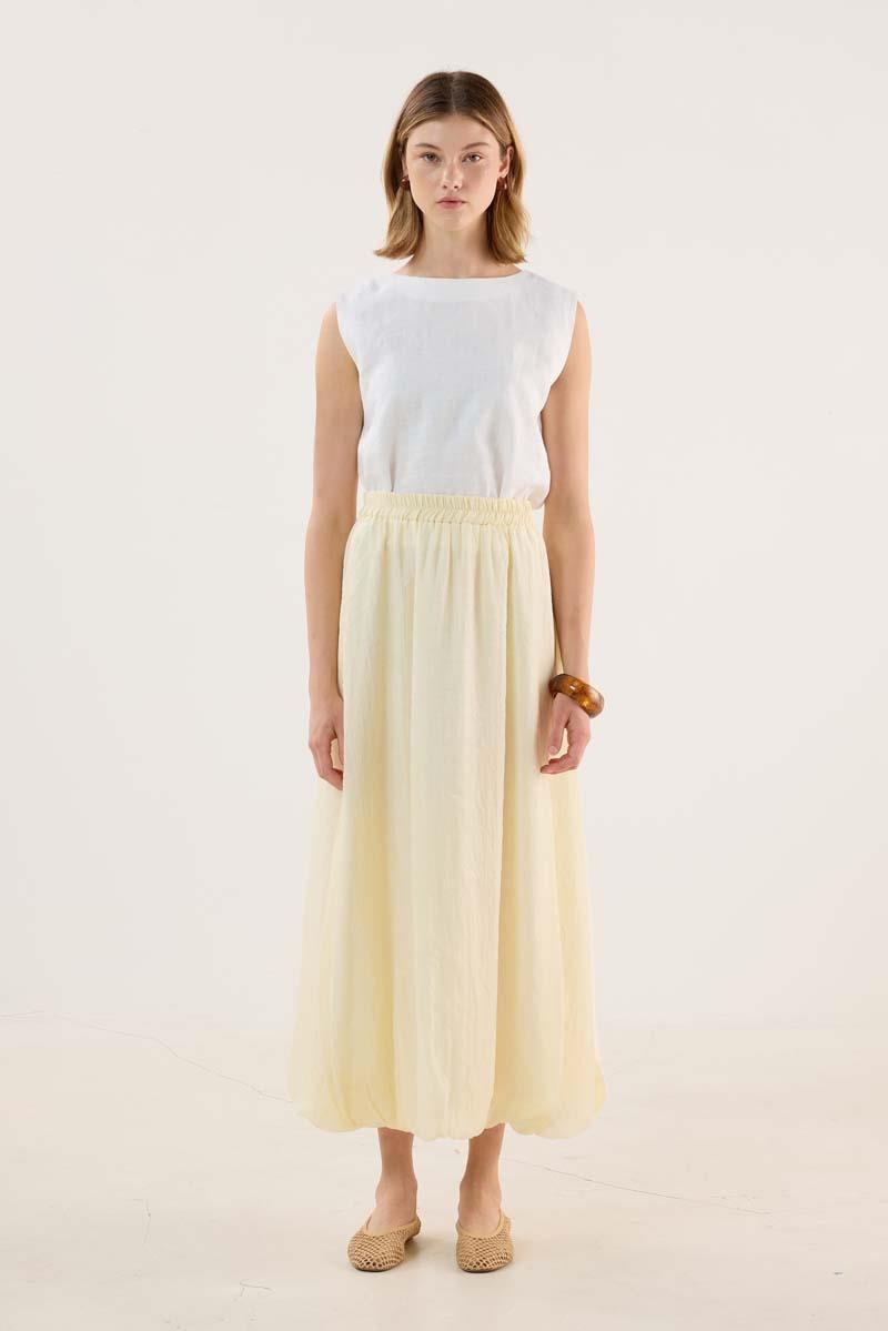 İnce Liyosel Balon Etek Soft Sarı