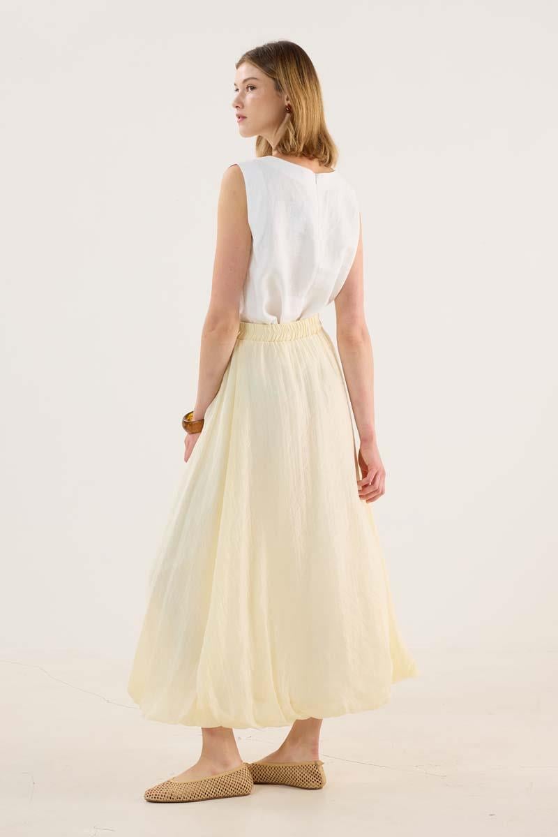 İnce Liyosel Balon Etek Soft Sarı