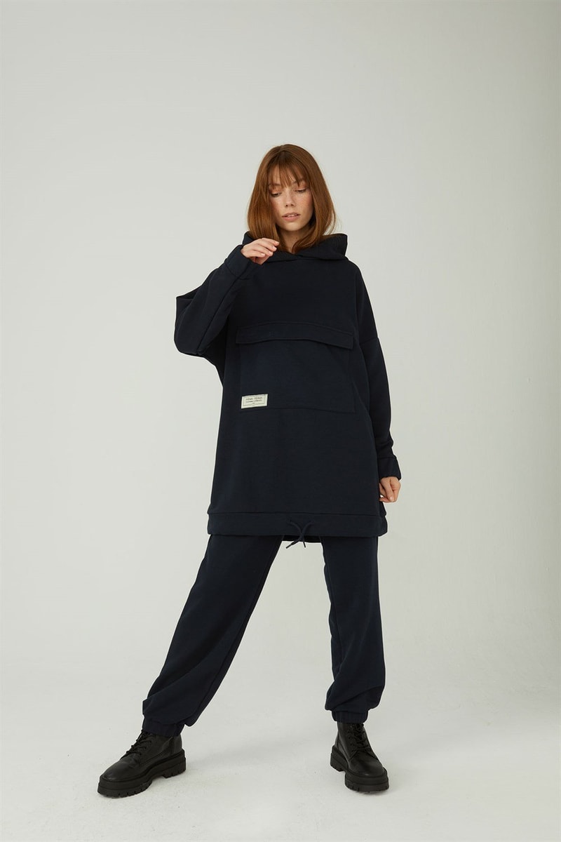 Kapaklı Cepli Sweatshirt