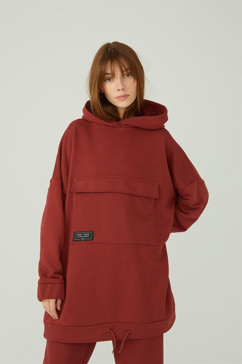 Kapaklı Cepli Sweatshirt