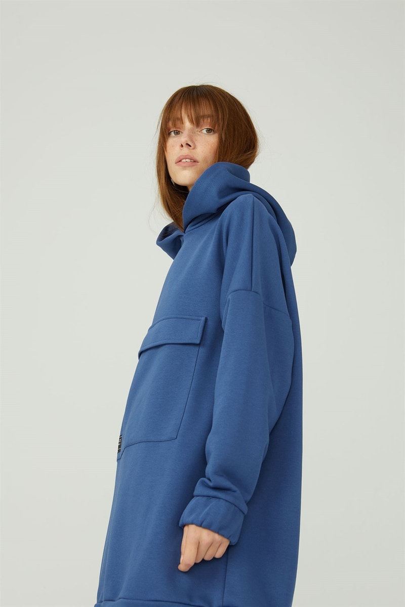 Kapaklı Cepli Sweatshirt