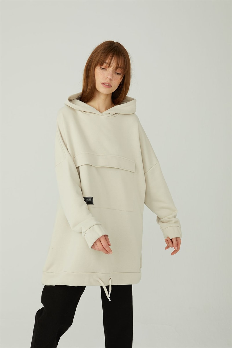 Kapaklı Cepli Sweatshirt