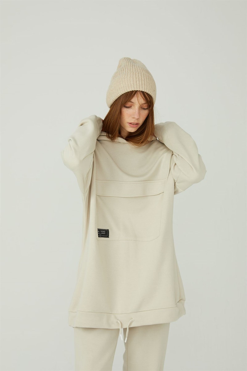 Kapaklı Cepli Sweatshirt