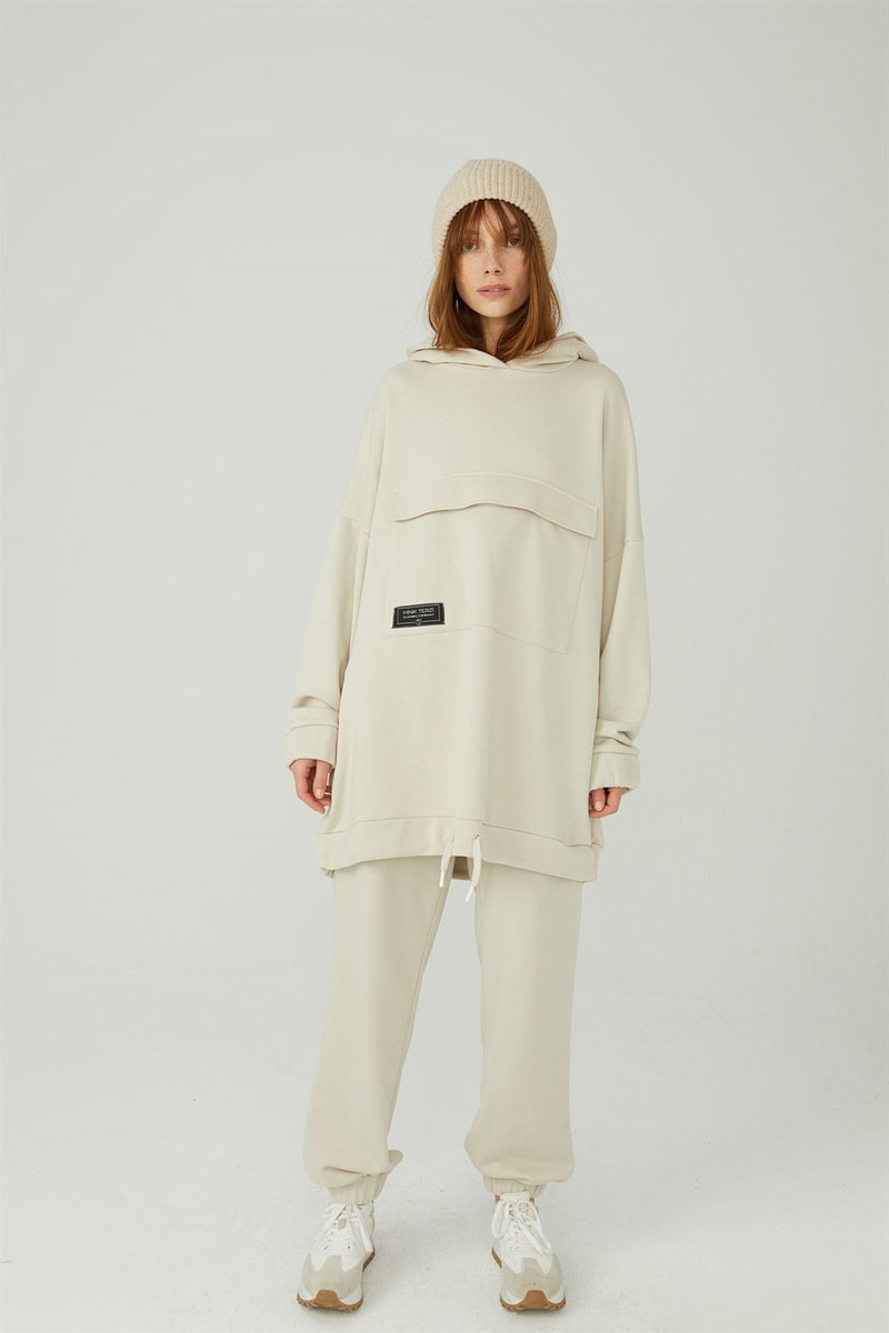 Kapaklı Cepli Sweatshirt