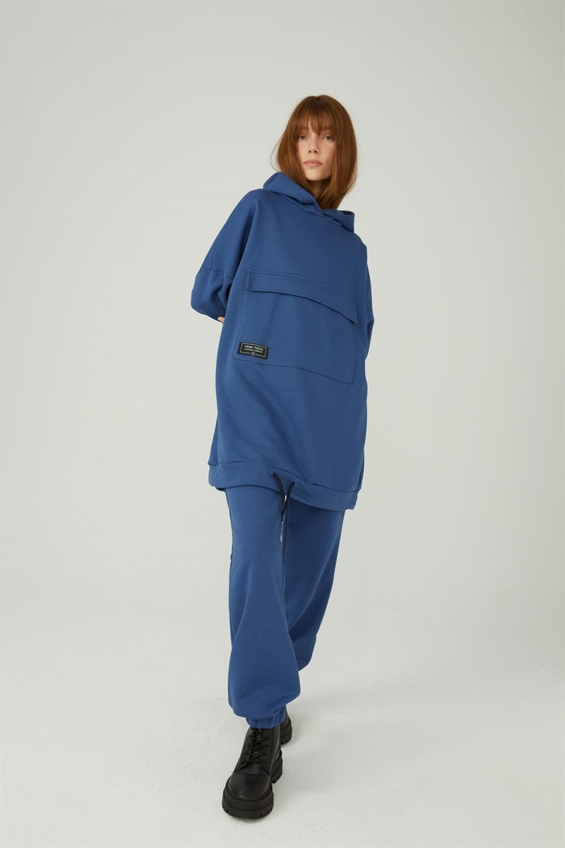 Kapaklı Cepli Sweatshirt