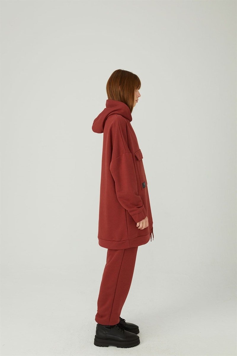 Kapaklı Cepli Sweatshirt