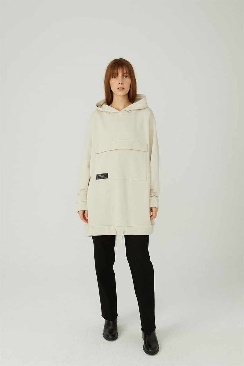 Kapaklı Cepli Sweatshirt