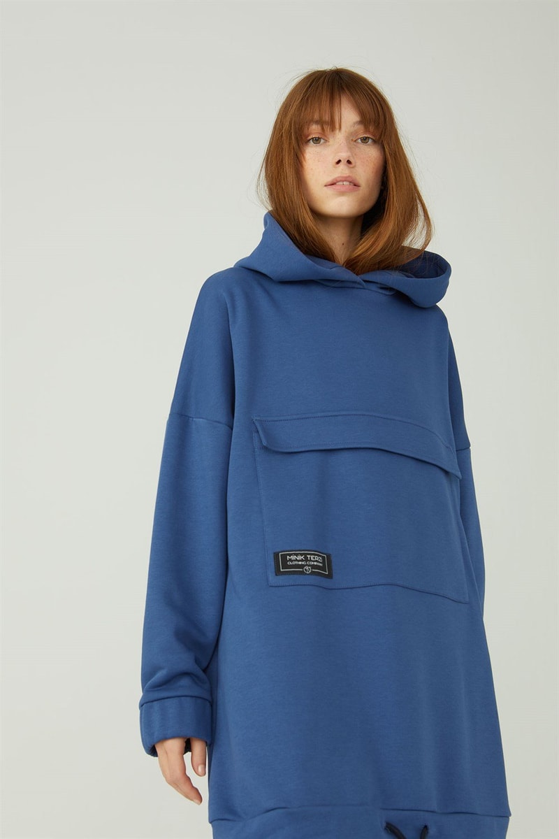 Kapaklı Cepli Sweatshirt