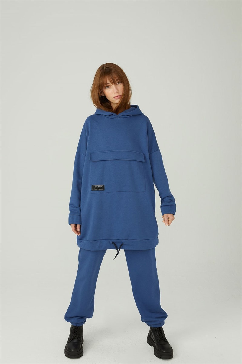 Kapaklı Cepli Sweatshirt