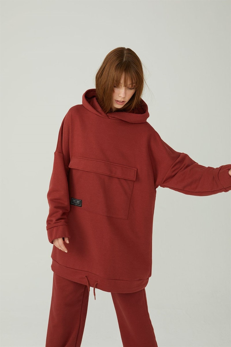 Kapaklı Cepli Sweatshirt