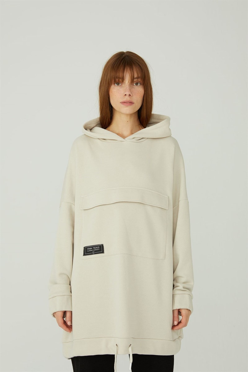 Kapaklı Cepli Sweatshirt