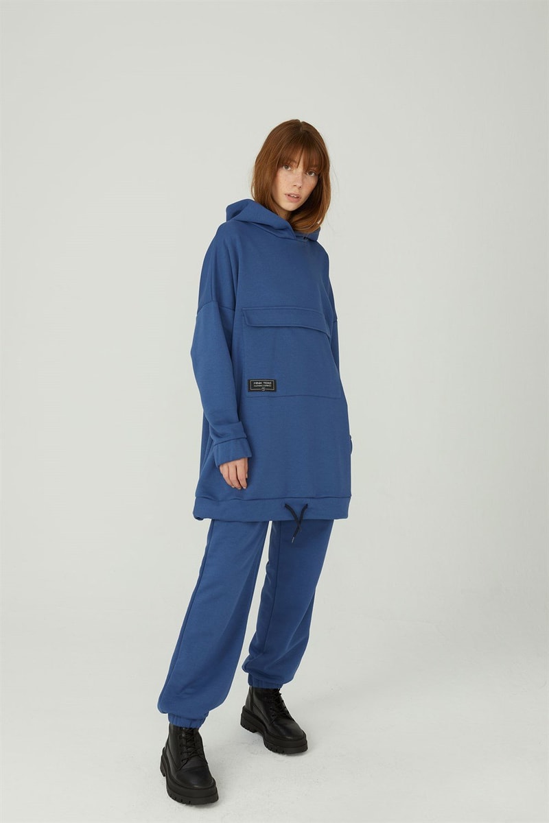 Kapaklı Cepli Sweatshirt