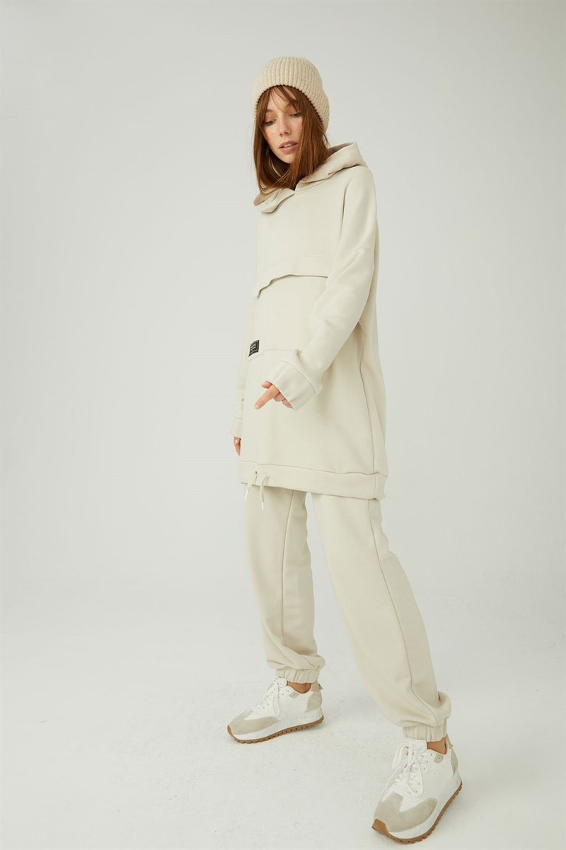 Kapaklı Cepli Sweatshirt