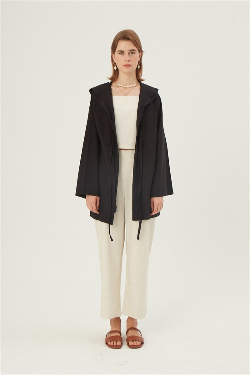 Kapüşonlu Kısa Ceket