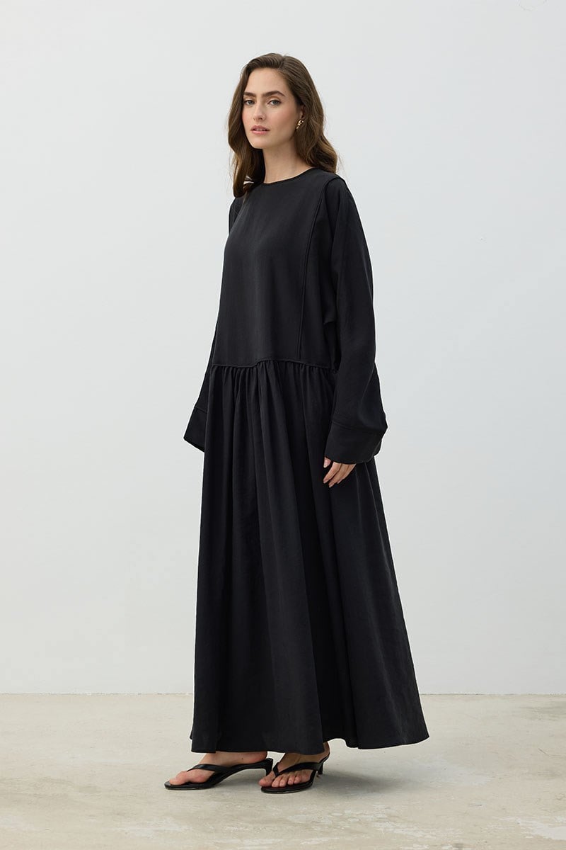 Kimono Kol Elbise Siyah