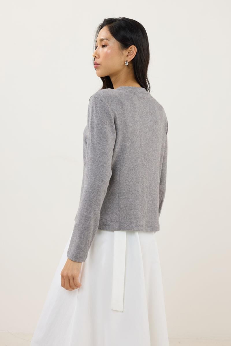 Kısa Triko Hırka Gri