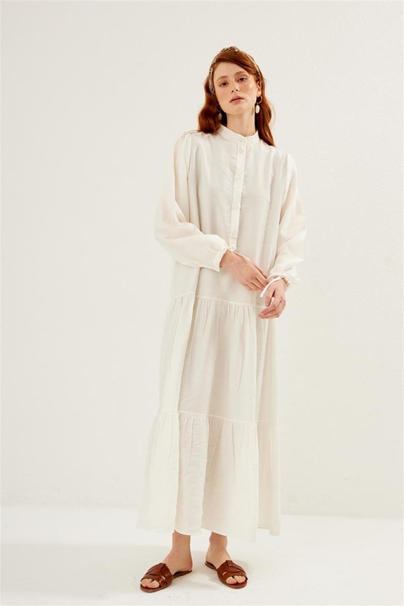 Kol Ucu Bağcıklı Elbise