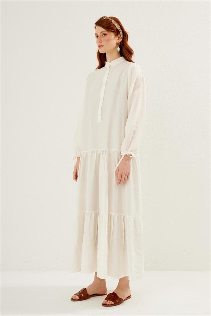 Kol Ucu Bağcıklı Elbise