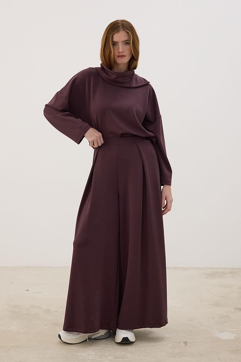 Mendil Yaka Modal Sweatshirt Mürdüm