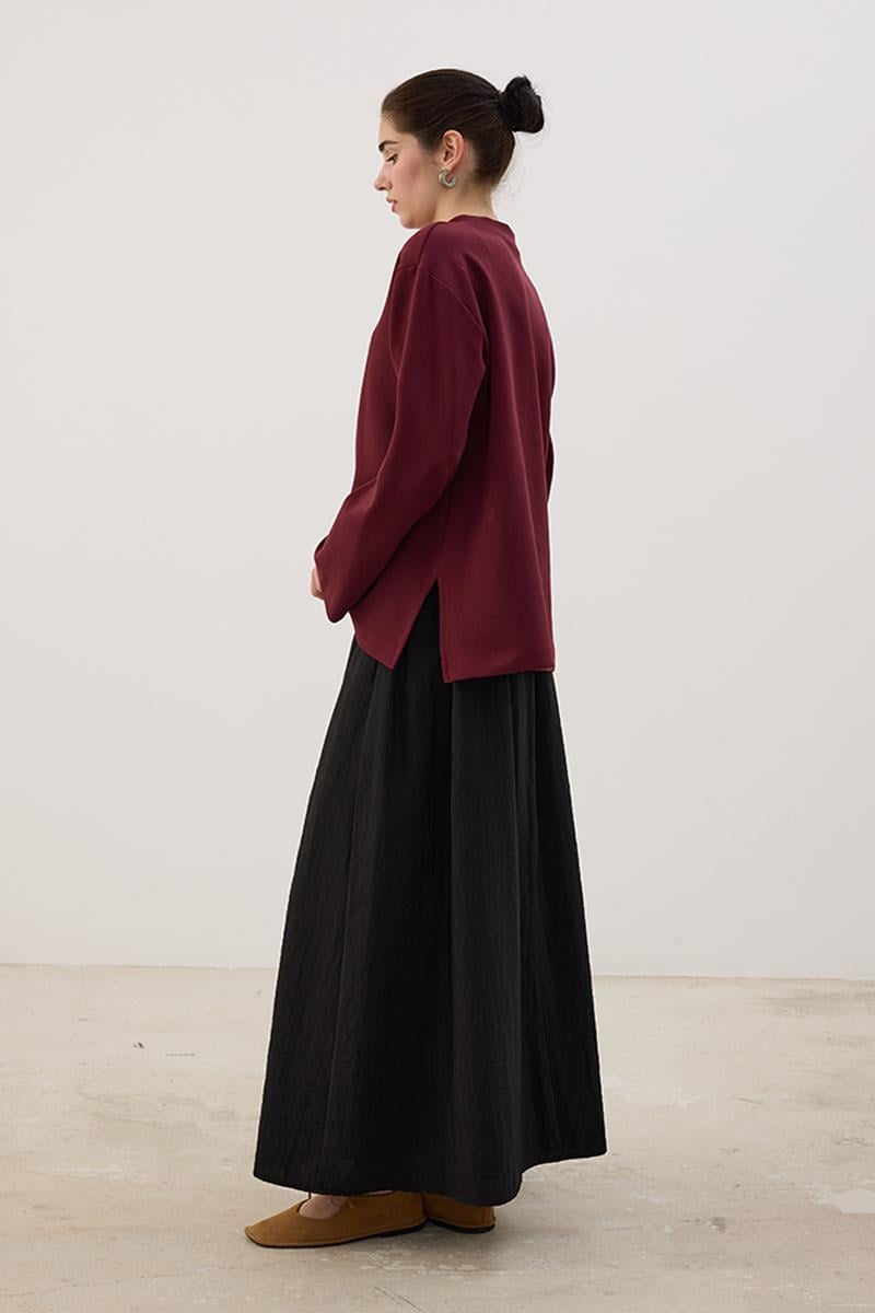 Nakışlı Sweatshirt Bordo
