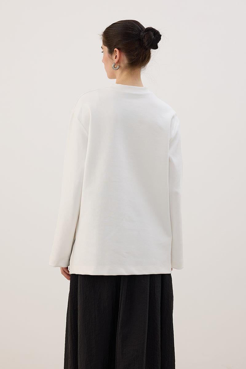 Nakışlı Sweatshirt Ekru