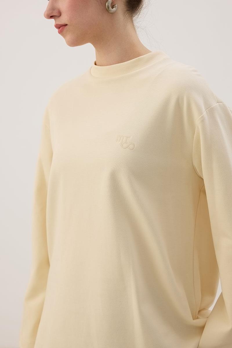 Nakışlı Sweatshirt Krem