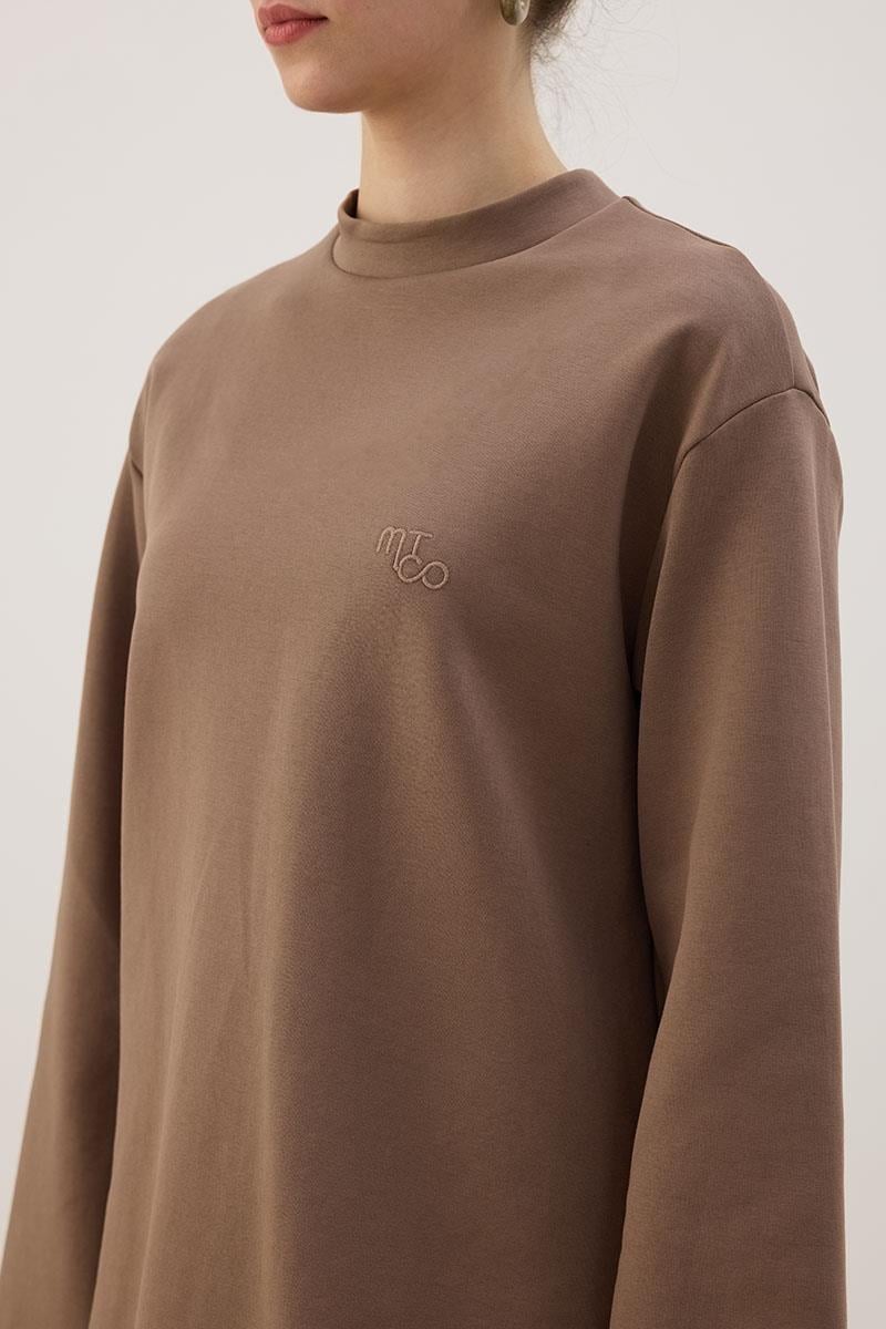 Nakışlı Sweatshirt Vizon