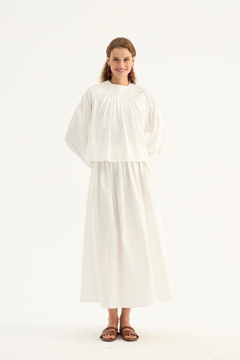 Nervürlü Etek Üstü Bluz