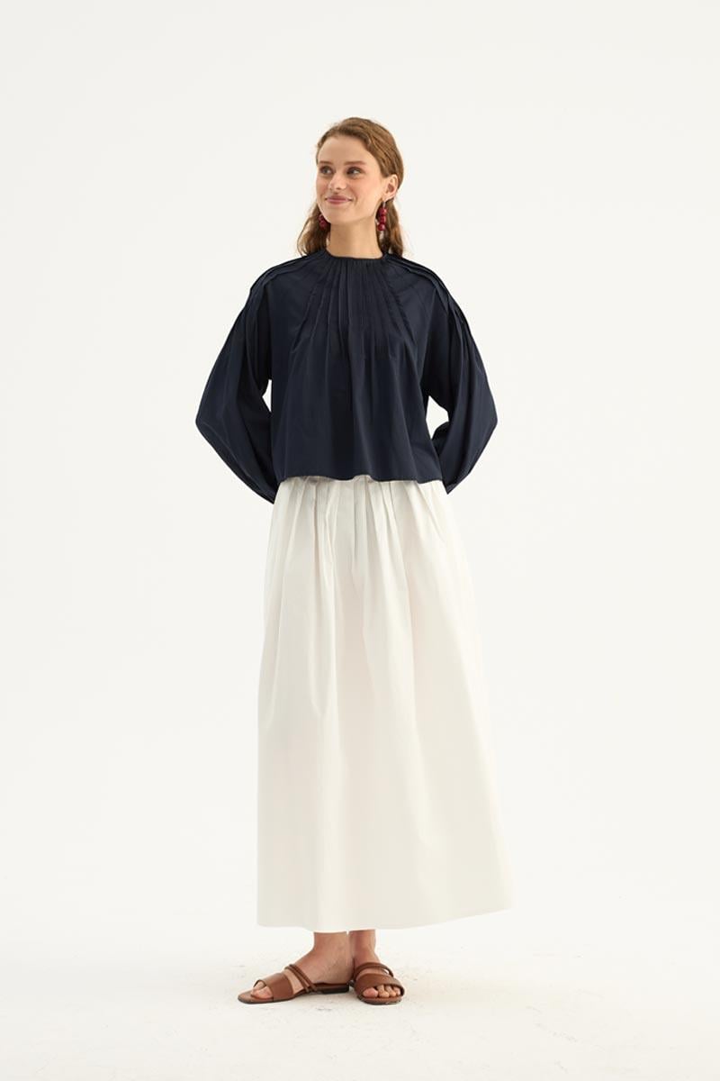 Nervürlü Etek Üstü Bluz