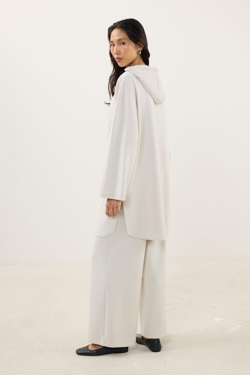 Önden Fermuarlı Modal Sweatshirt Taş