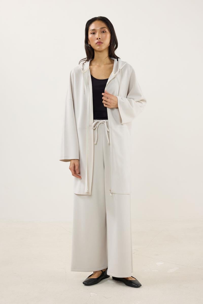 Önden Fermuarlı Modal Sweatshirt Taş