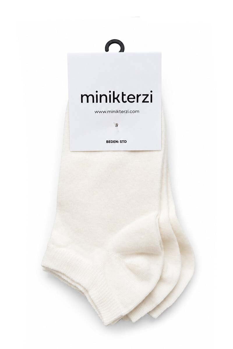 Pamuklu 3'lü Patik Çorap Seti Krem
