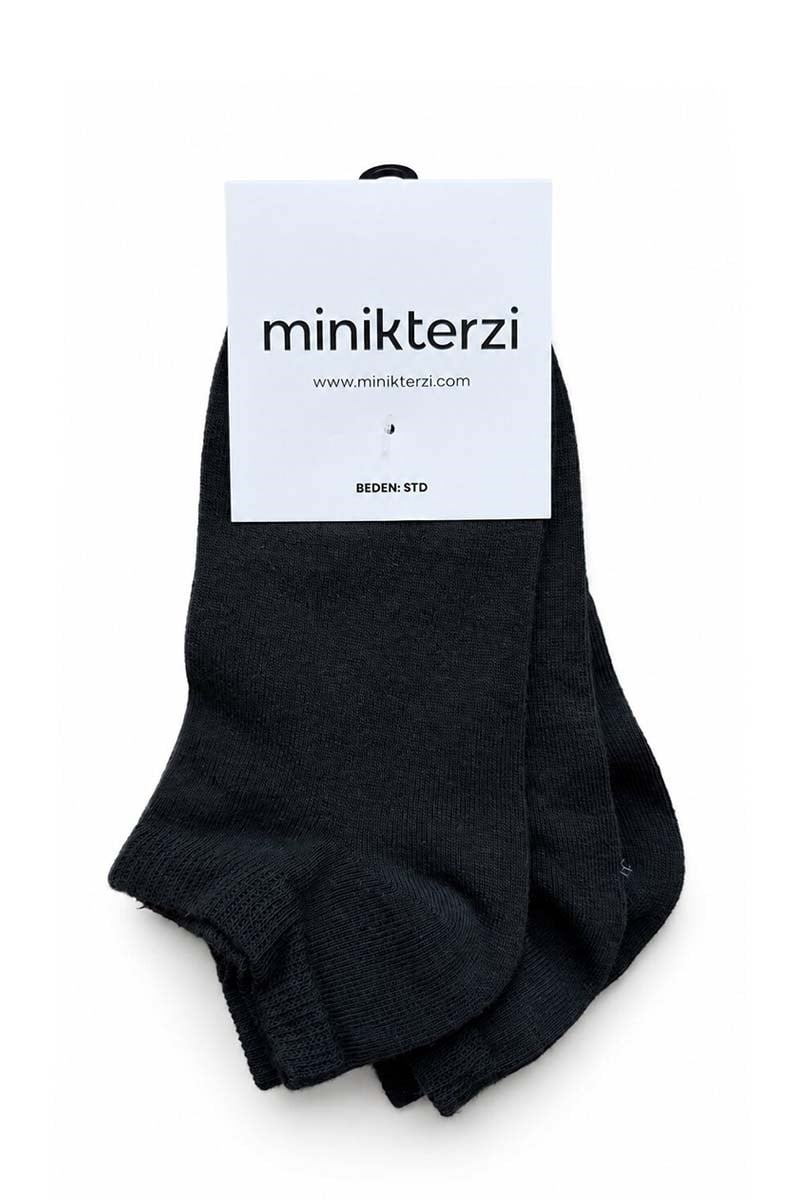 Pamuklu 3'lü Patik Çorap Seti Siyah