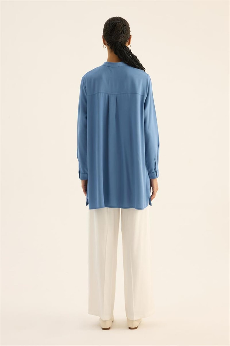 Pastel Ton Efil Gömlek Lacivert