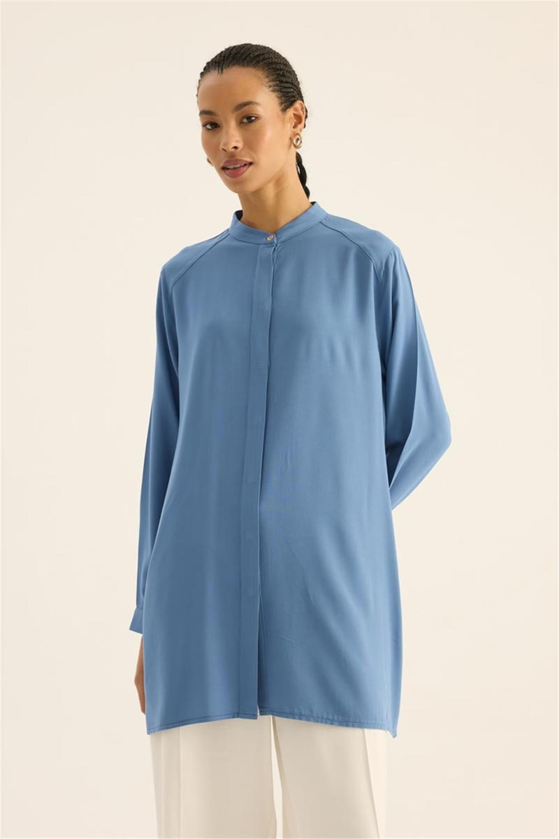 Pastel Ton Efil Gömlek Lacivert