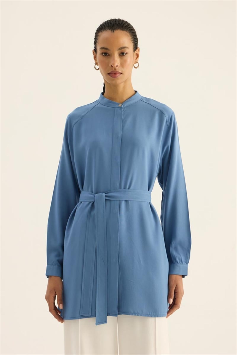 Pastel Ton Efil Gömlek Lacivert