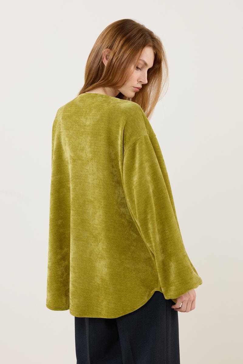 Sedef Düğmeli Kazak Asit Yeşili