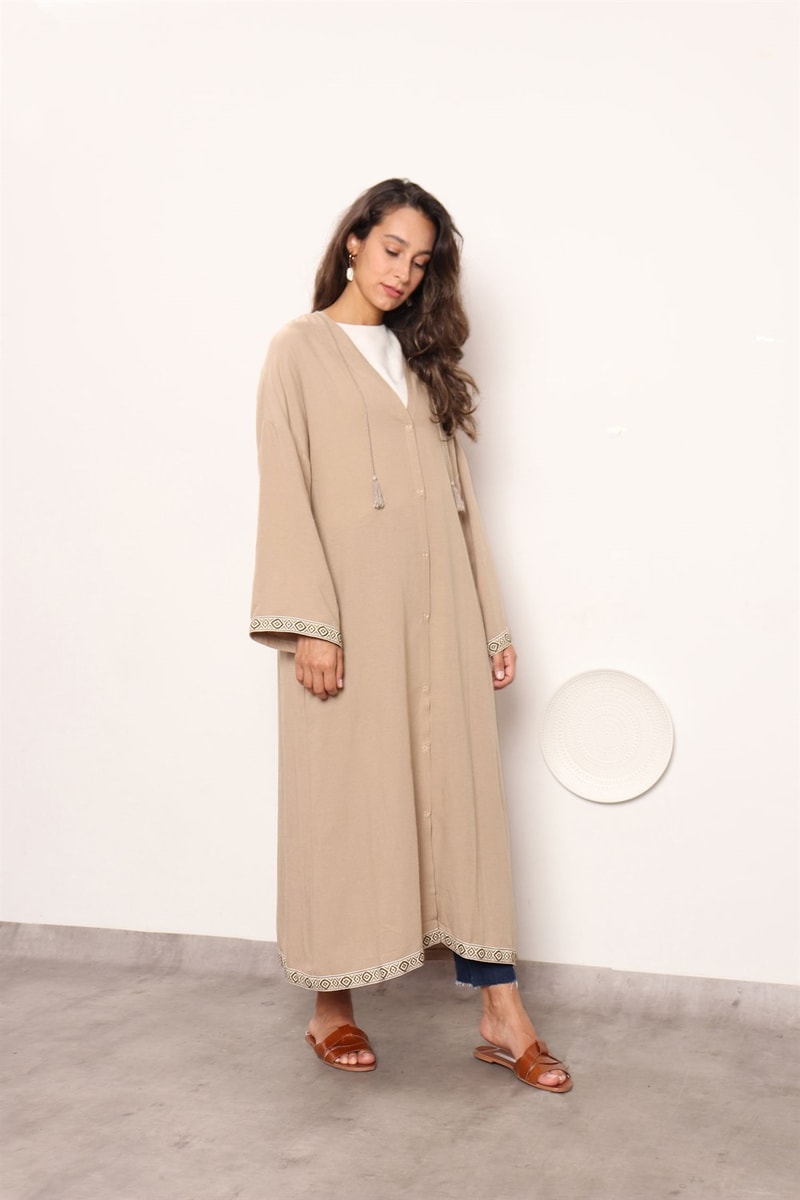 Şerit Detaylı Kimono