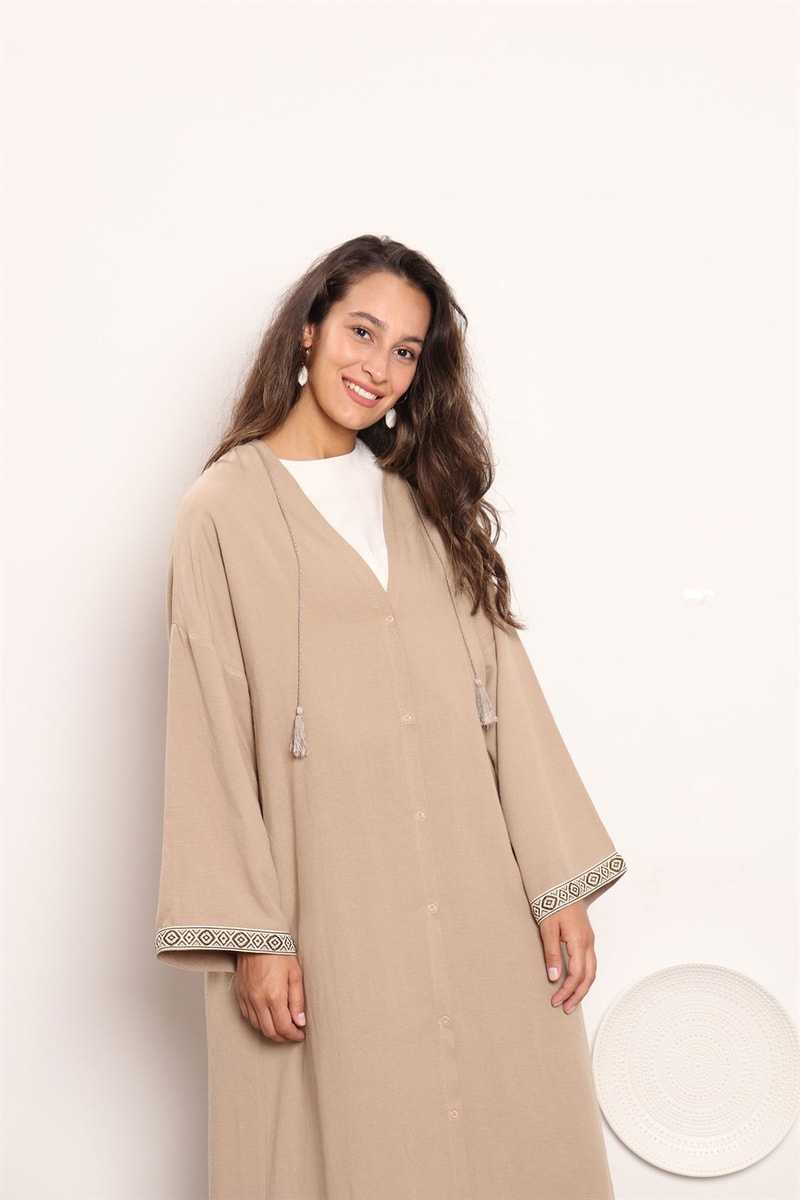 Şerit Detaylı Kimono