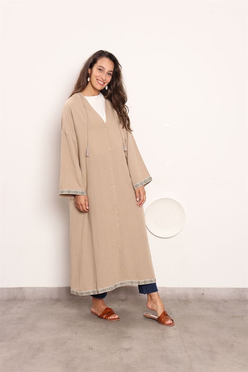 Şerit Detaylı Kimono