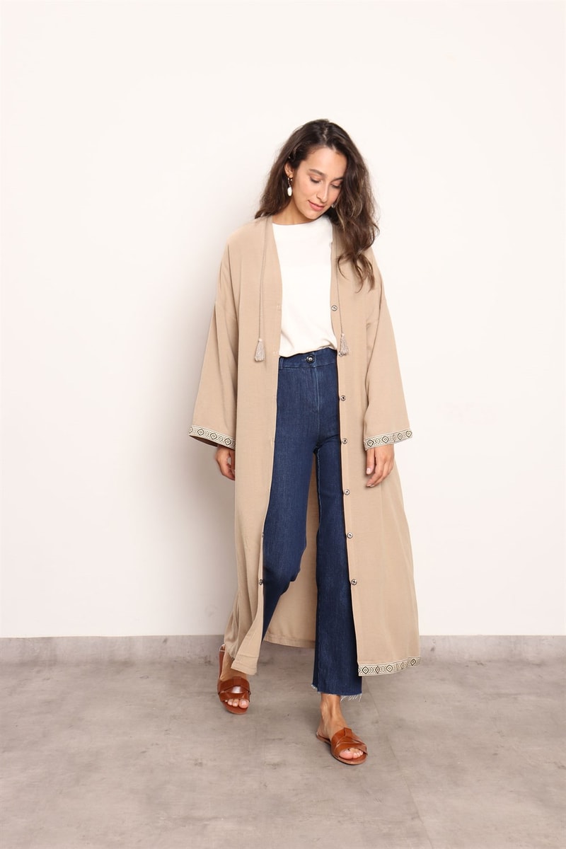 Şerit Detaylı Kimono