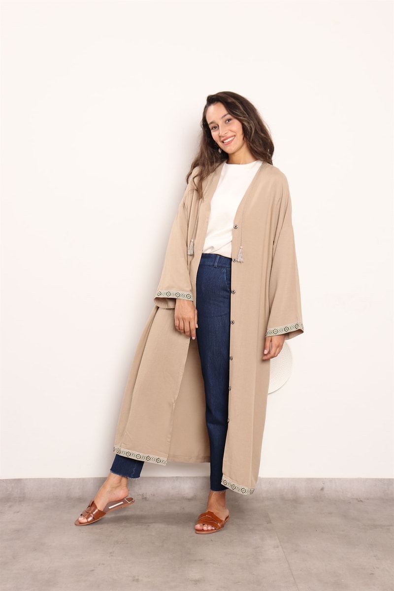 Şerit Detaylı Kimono