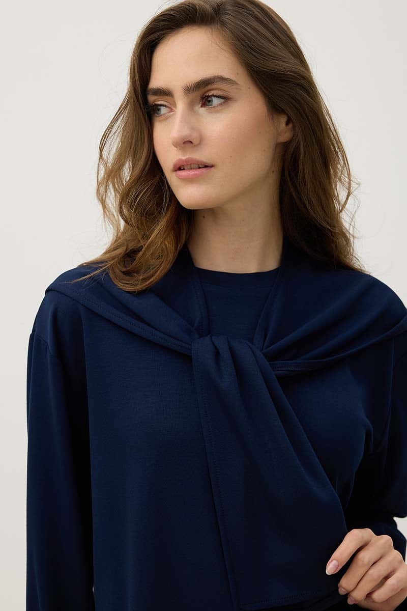Seyyar Parçalı Sweatshirt Lacivert