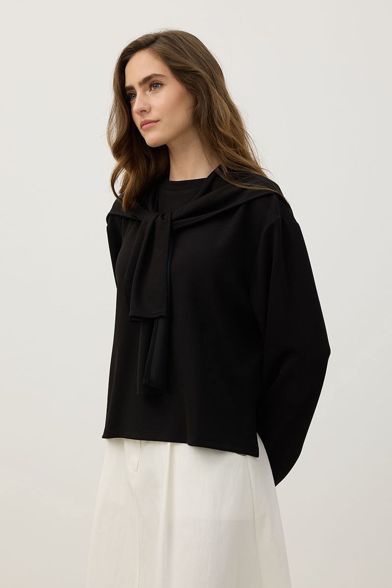 Seyyar Parçalı Sweatshirt Siyah