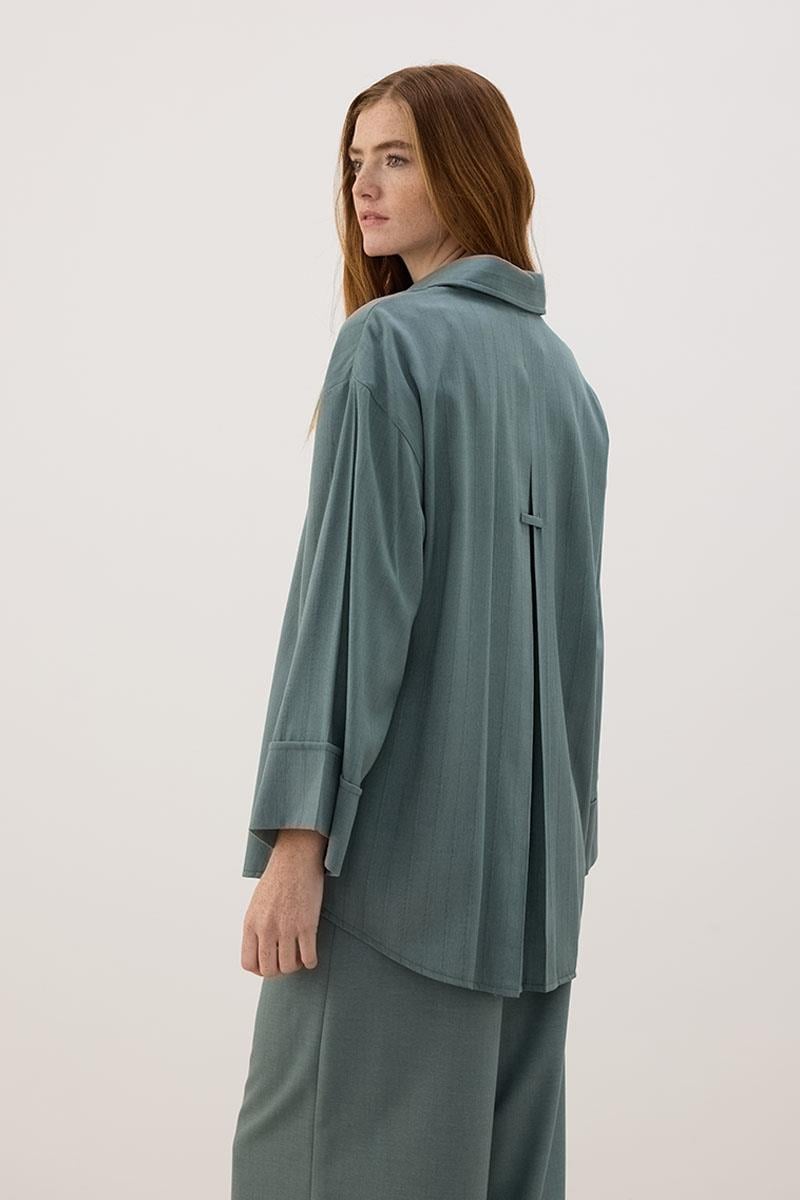 Sırtı Pileli Gömlek Koyu Mint