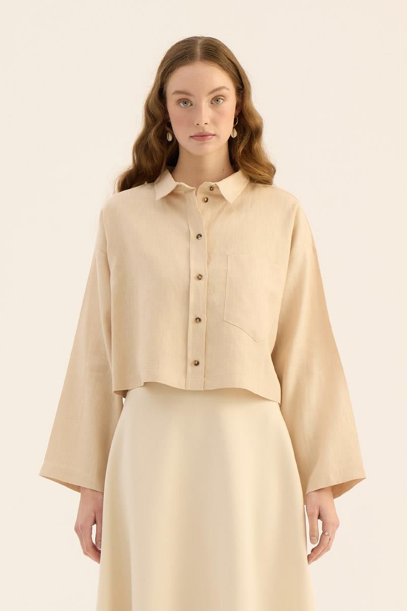 Tek cepli %100 keten gömlek