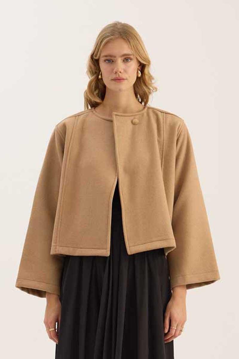 Tek Düğmeli Kaşe Ceket