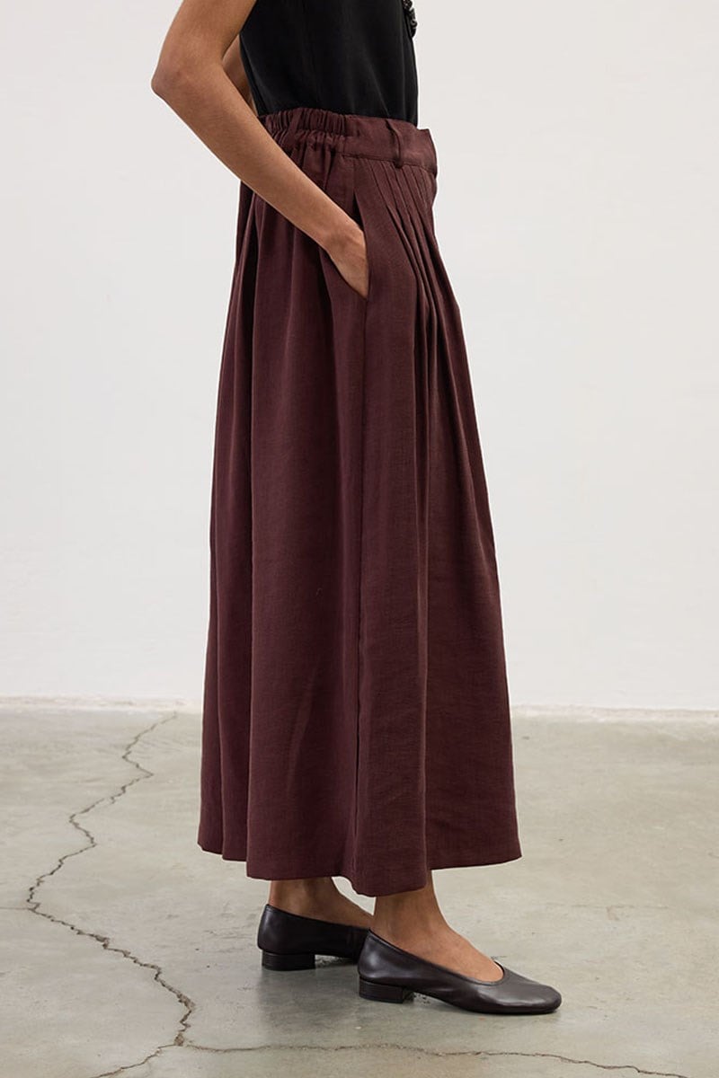 Tensel Sık Pileli Etek Pantolon Mürdüm