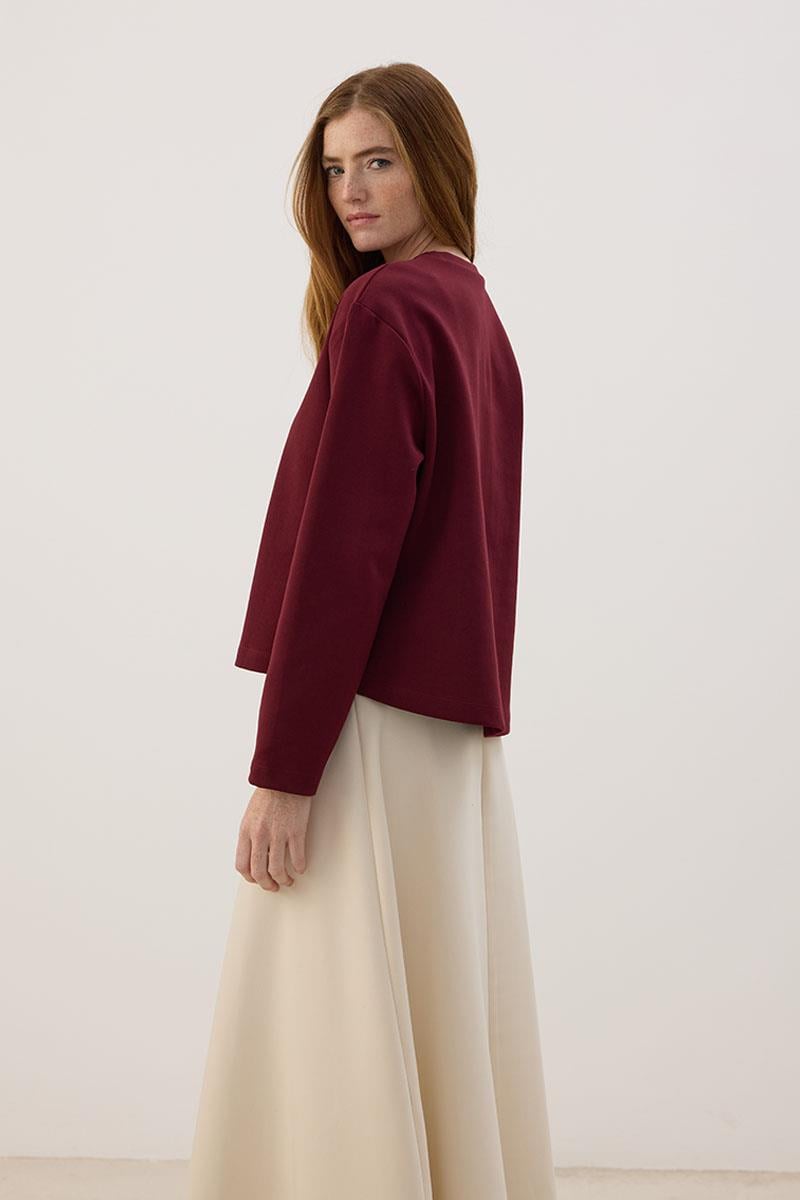 Tok Duruşlu Basic Sweatshirt Mürdüm